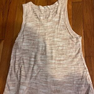 Splendid Sweater Beige and White Ribbed Tank